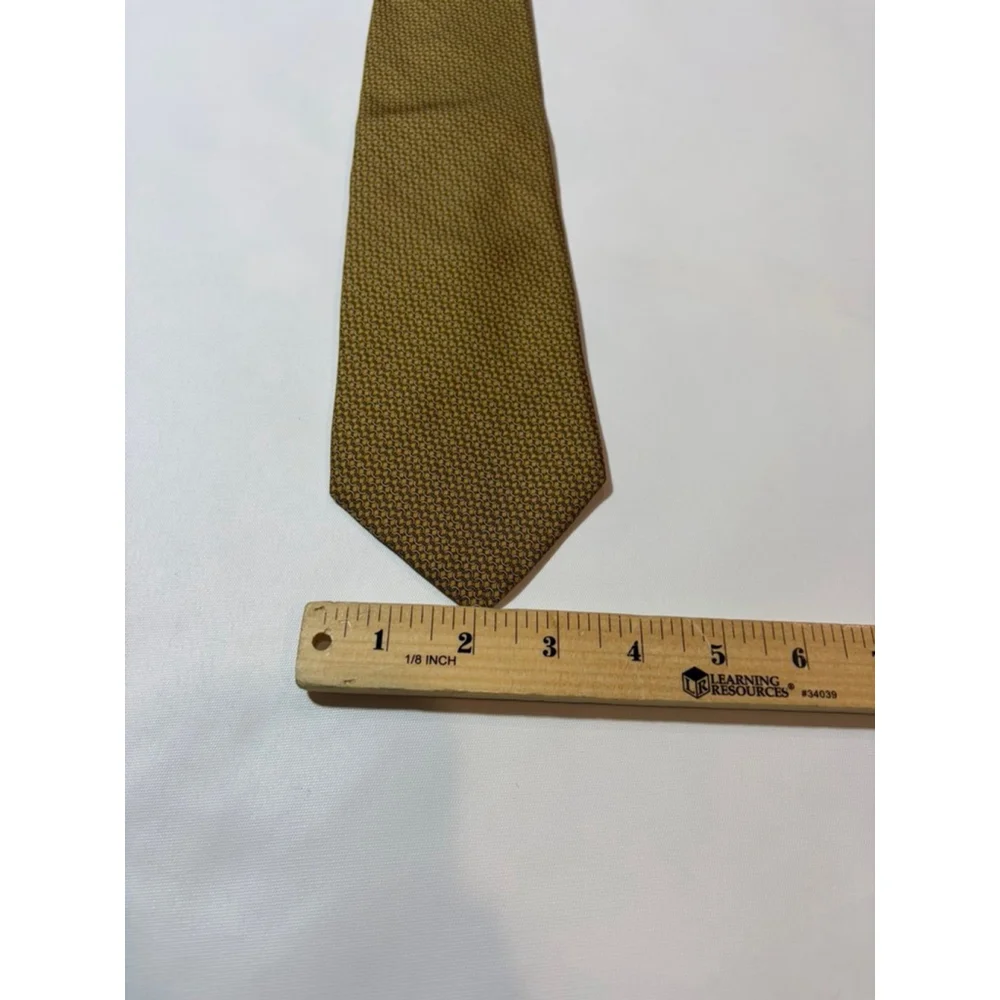 Brooks Brothers Makers Gold Silk Tie USA Geometric Classic Preppy